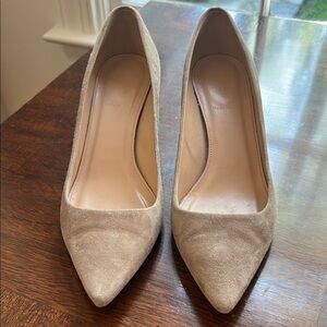 J Crew (when they were Made in Italy) suede beige heels 2-2.5” heel